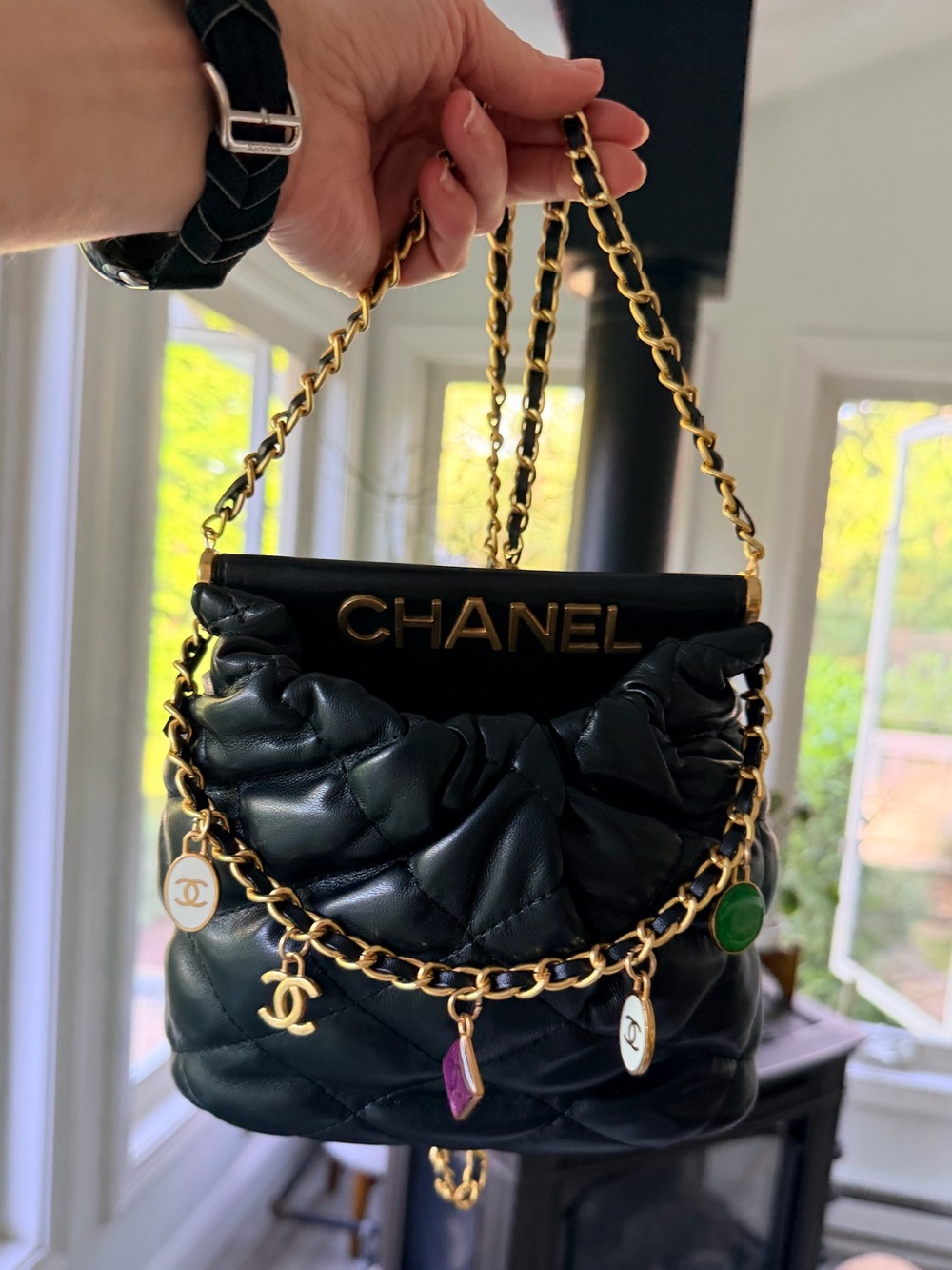 FULL SET NIB Chanel MAKEUP Black Mini Bucket Charms on Chain Handbag NEW - Picture 2 of 15